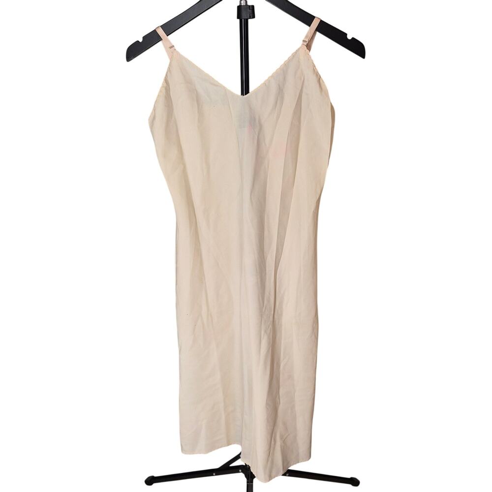 Vintage 70s ILGWU Union Made Full Slip Dress Coquette Whimsigoth Cream 34